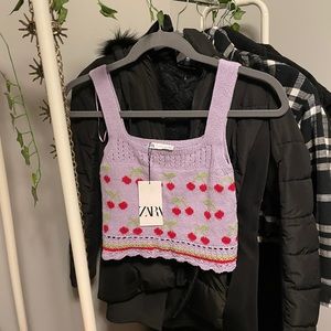 NEW Trendy Knitted Purple ZARA Top (Size: Small)